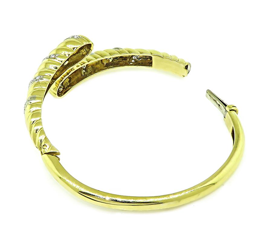 Estate Diamond 18k Yellow Gold Bangle