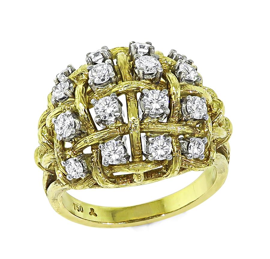 Estate 1.25ct Diamond 18k Yellow Gold Ring