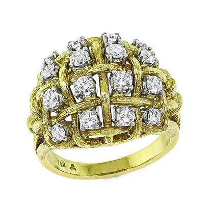 Estate 1.25ct Diamond 18k Yellow Gold Ring