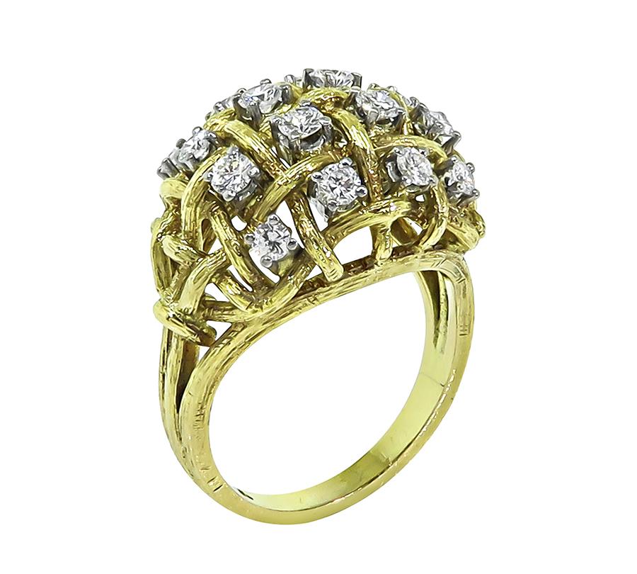 Estate 1.25ct Diamond 18k Yellow Gold Ring