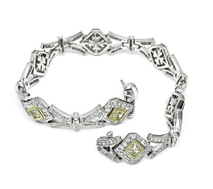 Estate 2.00ct Fancy Yellow Diamond 2.75ct Diamond Gold Bracelet