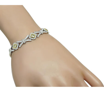 Estate 2.00ct Fancy Yellow Diamond 2.75ct Diamond Gold Bracelet