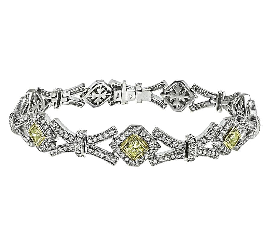 Estate 2.00ct Fancy Yellow Diamond 2.75ct Diamond Gold Bracelet
