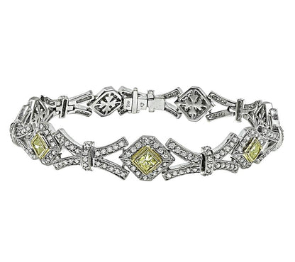 Estate 2.00ct Fancy Yellow Diamond 2.75ct Diamond Gold Bracelet