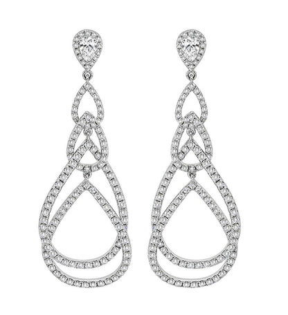 6.00ct Pear and Round Cut Diamond 14k White Gold Chandelier Earrings