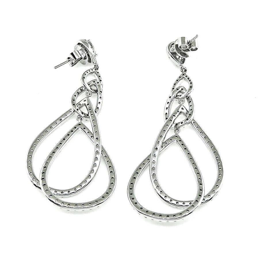 6.00ct Pear and Round Cut Diamond 14k White Gold Chandelier Earrings