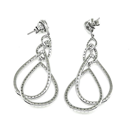 6.00ct Pear and Round Cut Diamond 14k White Gold Chandelier Earrings