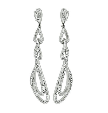 6.00ct Pear and Round Cut Diamond 14k White Gold Chandelier Earrings