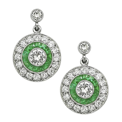 1.65ct Diamond Emerald Earrings