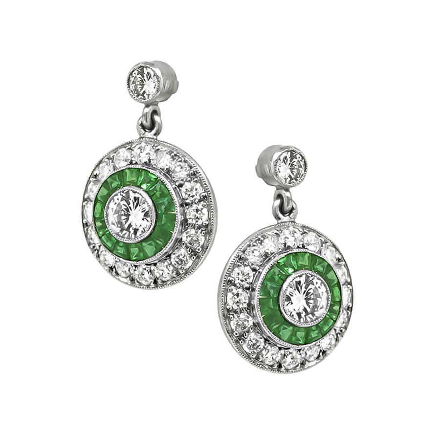 1.65ct Diamond Emerald Earrings