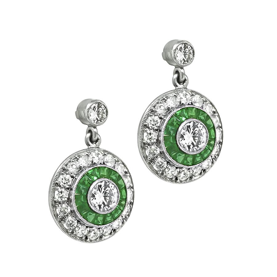 1.65ct Diamond Emerald Earrings