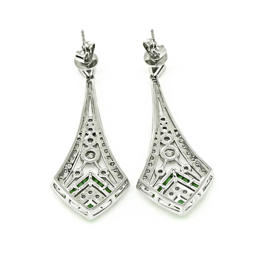 1.32ct Diamond Emerald Chandelier Earrings