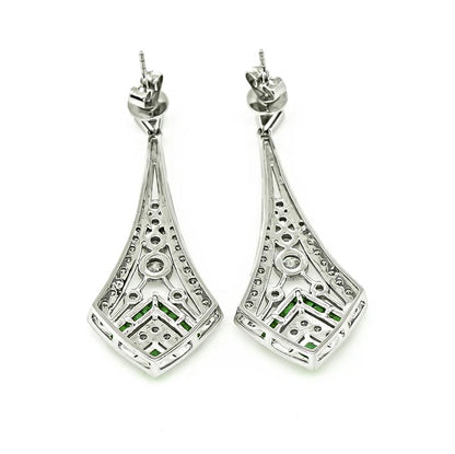 1.32ct Diamond Emerald Chandelier Earrings