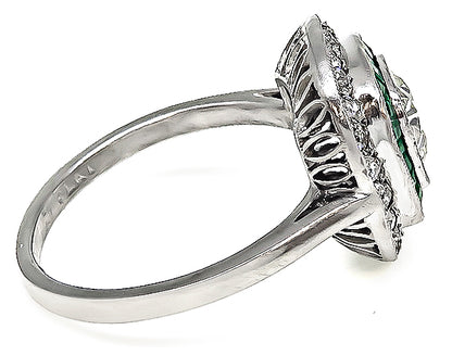 Estate 1.40ct Diamond Emerald Engagement Ring