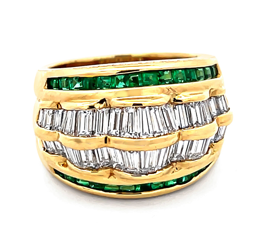 Estate 2.02ct Diamond 0.77ct Emerald Gold Ring