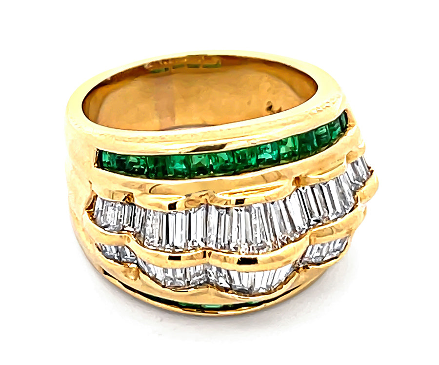 Estate 2.02ct Diamond 0.77ct Emerald Gold Ring