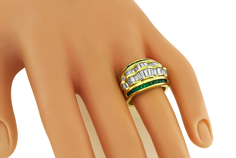 Estate 2.02ct Diamond 0.77ct Emerald Gold Ring