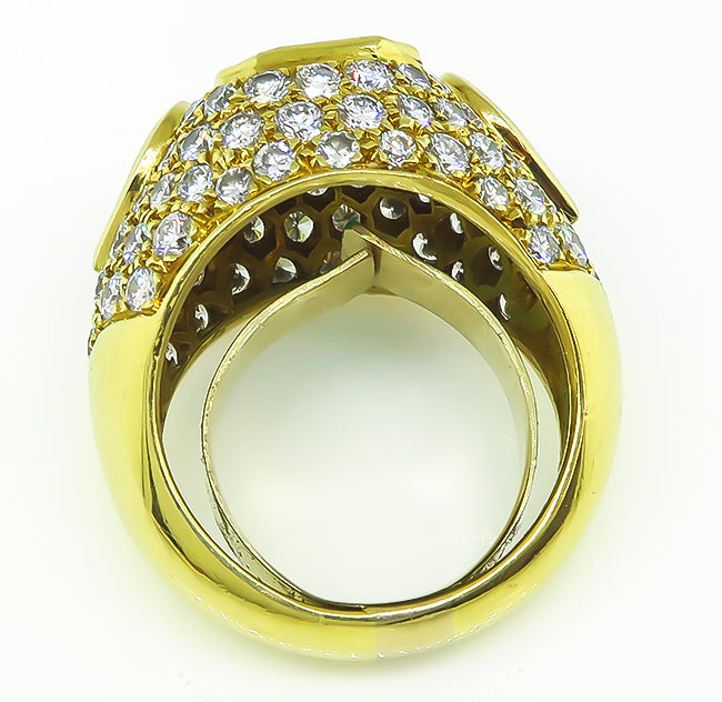 Estate GIA Certified3.50ct Natural Colombian Emerald 3.00ct Diamond Gold Ring