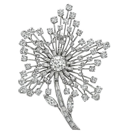 Vintage 6.25cttw Diamond Flower Pin