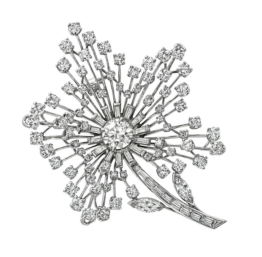 Vintage 6.25cttw Diamond Flower Pin