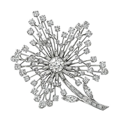 Vintage 6.25cttw Diamond Flower Pin