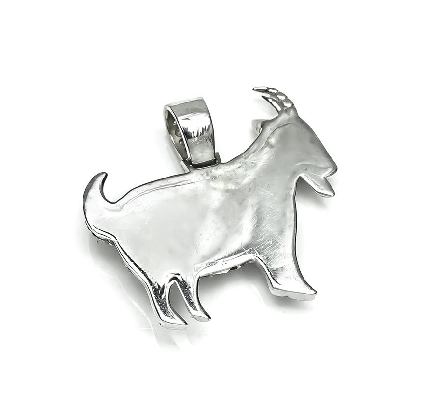 Estate 2.75ct Diamond 14k White Gold GOAT Pendant