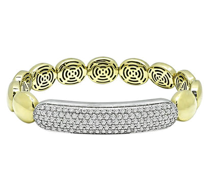 Estate 3.00ct Diamond Two Tone Gold Flexible Bangle