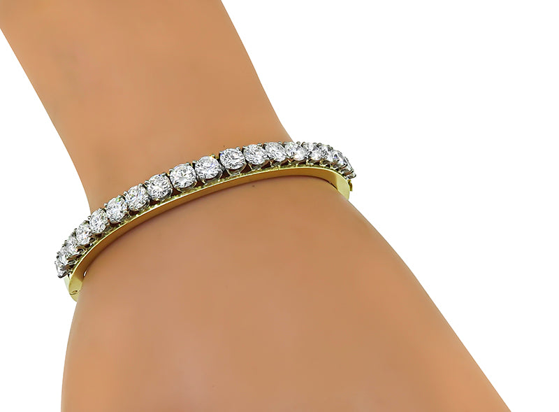 Estate 7.00ct Diamond Gold Bangle
