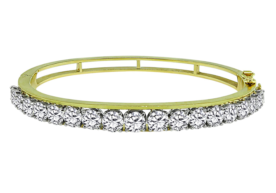 Estate 7.00ct Diamond Gold Bangle