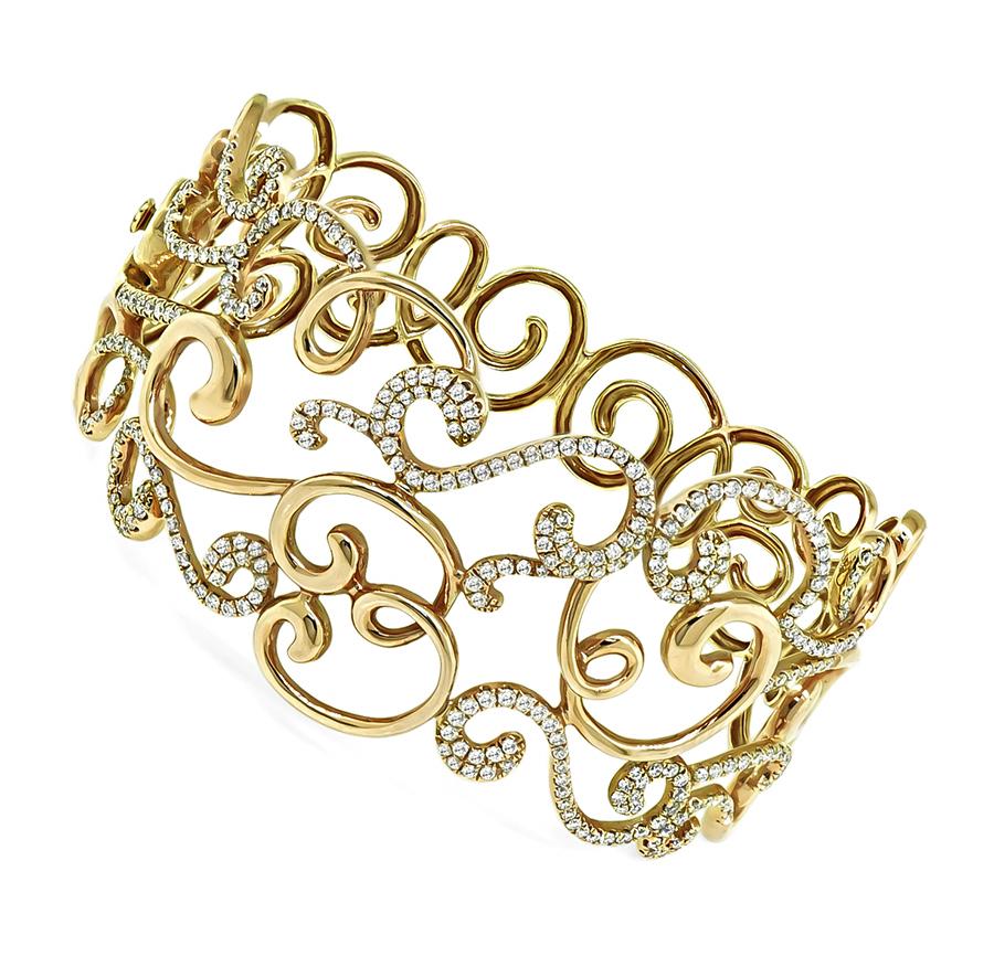 Estate 3.00ct Diamond Gold Bangle