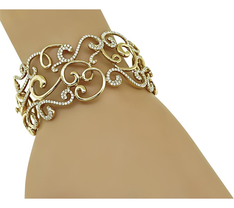 Estate 3.00ct Diamond Gold Bangle