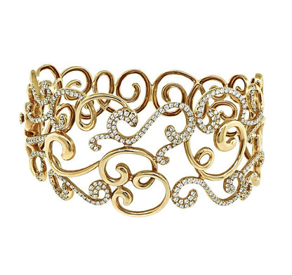 Estate 3.00ct Diamond Gold Bangle