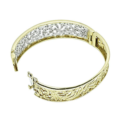 1960s 2.50ct Diamond 14k Yellow and White Gold Bangle