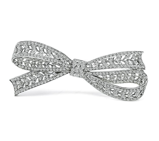 Estate 2.00ct Diamond Gold Bow Pin