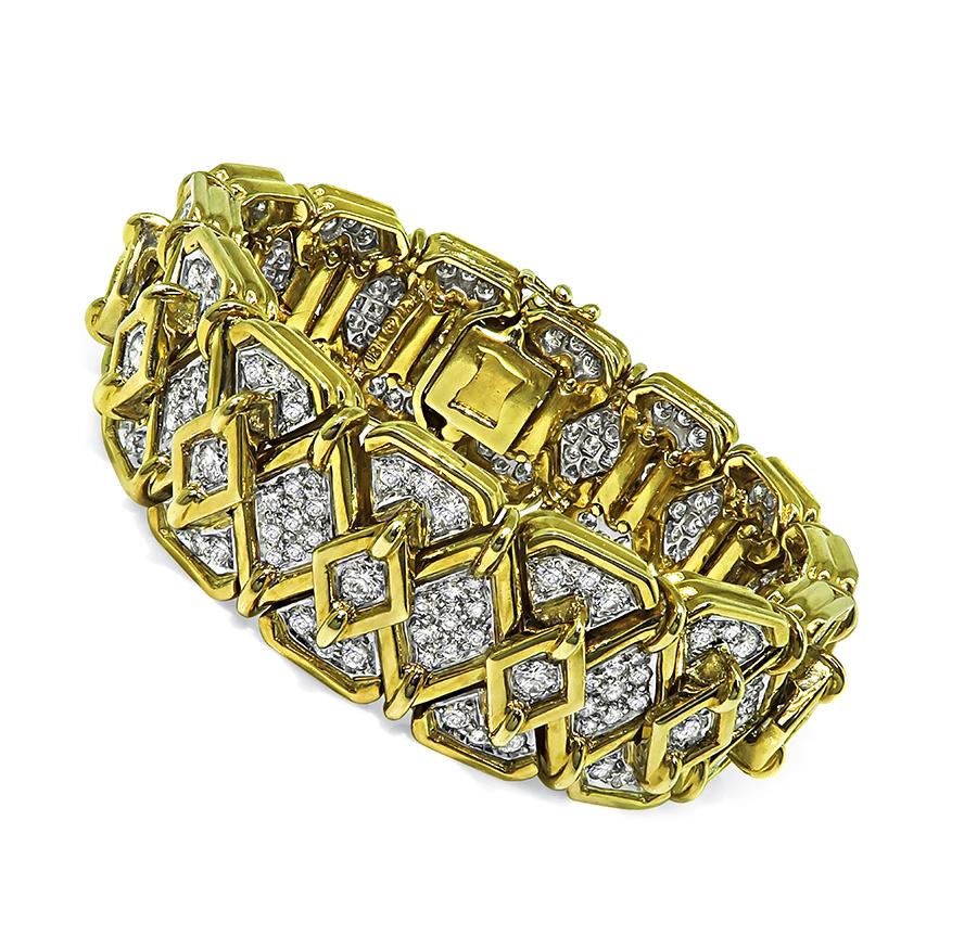 Estate 9.00ct Diamond 18k Yellow and White Gold Bracelet