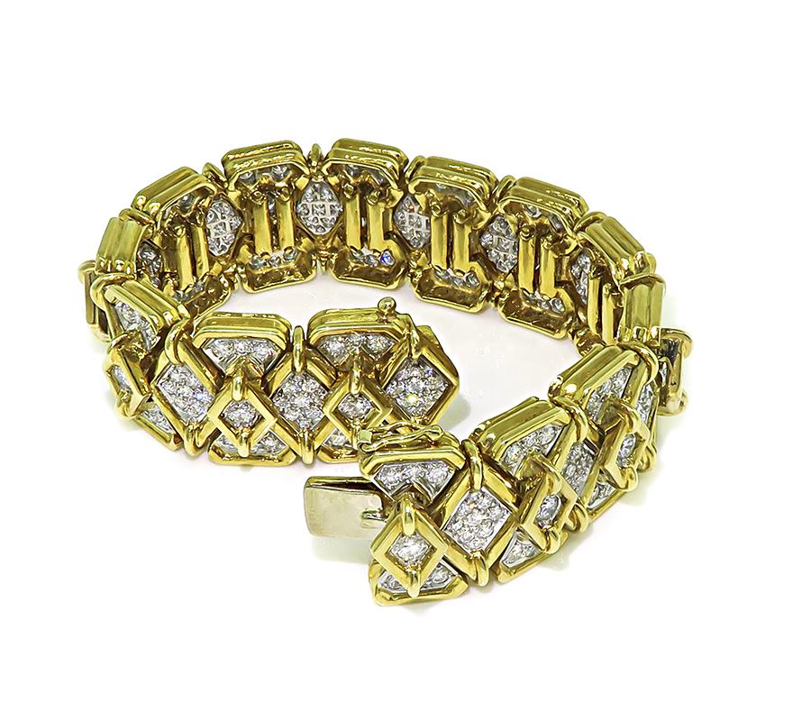 Estate 9.00ct Diamond 18k Yellow and White Gold Bracelet