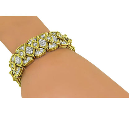 Estate 9.00ct Diamond 18k Yellow and White Gold Bracelet