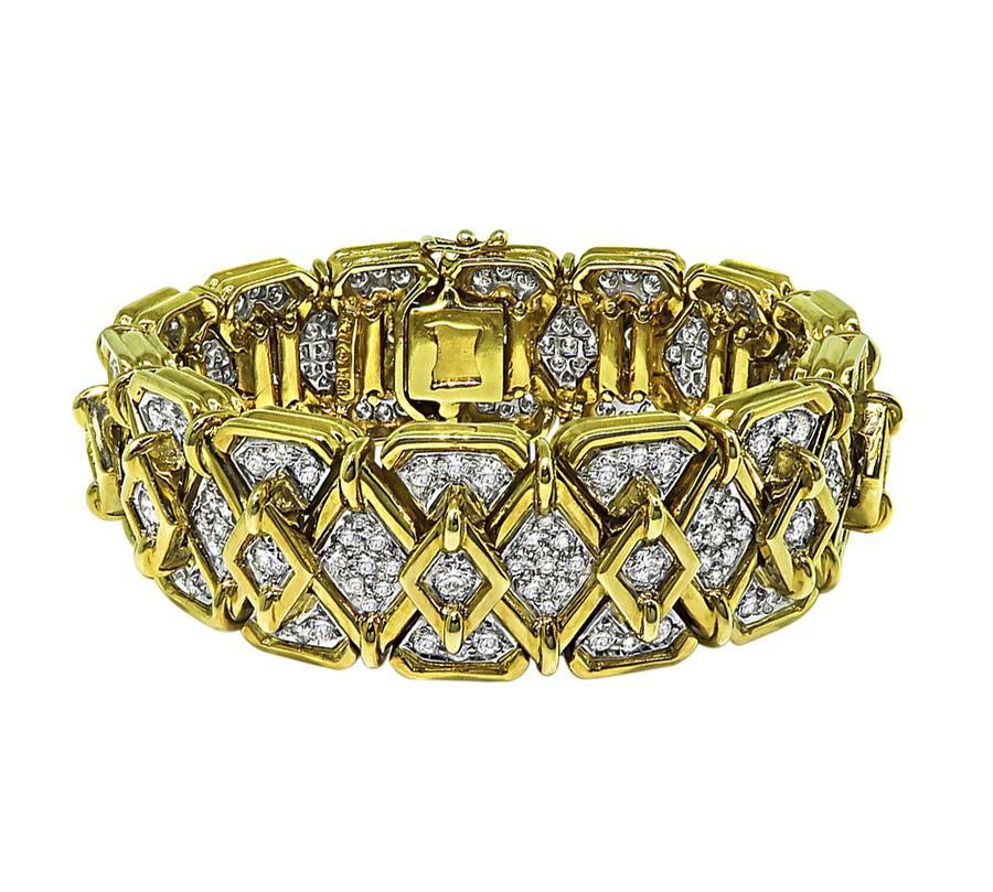 Estate 9.00ct Diamond 18k Yellow and White Gold Bracelet