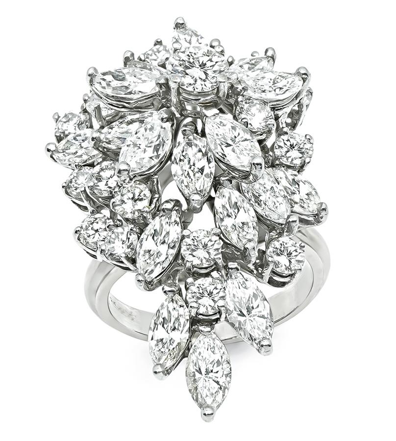 Estate 5.00ct Diamond 18k White Gold Cocktail Ring