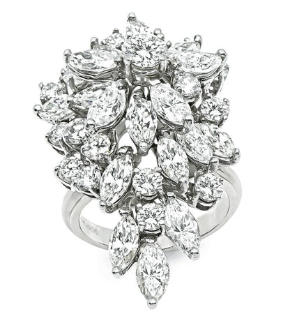 Estate 5.00ct Diamond 18k White Gold Cocktail Ring