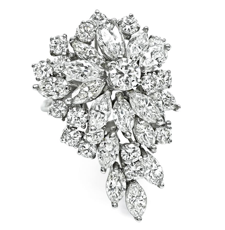 Estate 5.00ct Diamond 18k White Gold Cocktail Ring