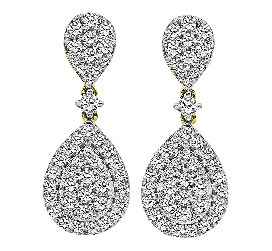 Estate 2.00ct Diamond Gold Dangling Earrings