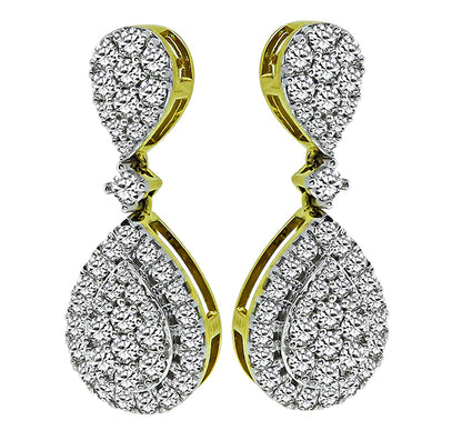 Estate 2.00ct Diamond Gold Dangling Earrings