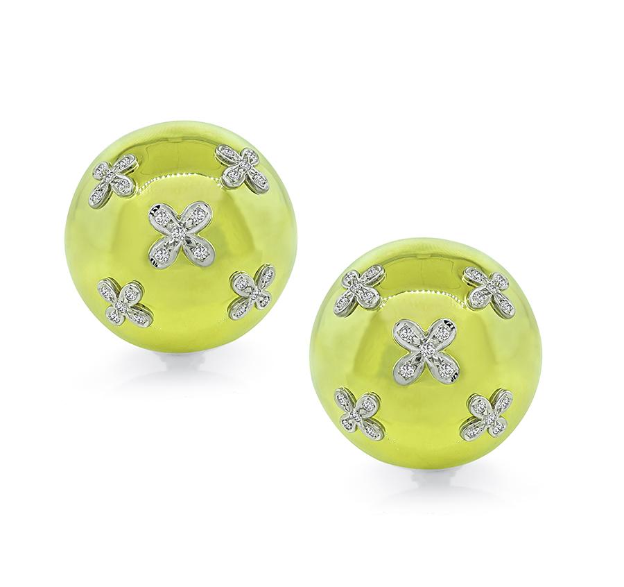 Estate 0.50ct Diamond 18k Yellow and White Gold Earrings