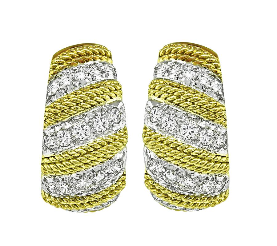 Estate 2.00ct Diamond Gold Earrings