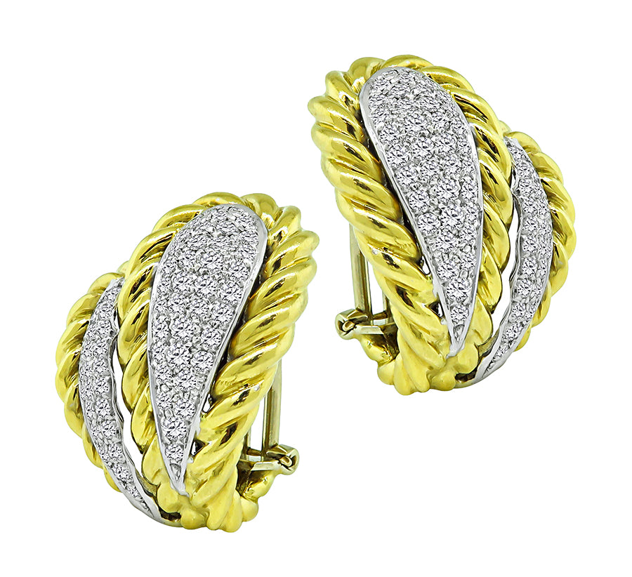 Estate 2.00ct Diamond Gold Earrings