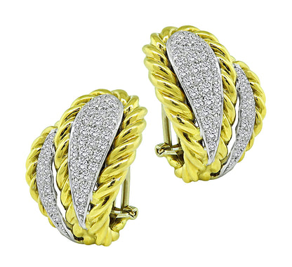Estate 2.00ct Diamond Gold Earrings