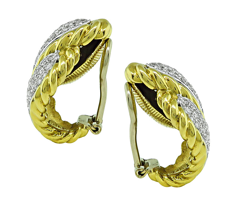 Estate 2.00ct Diamond Gold Earrings