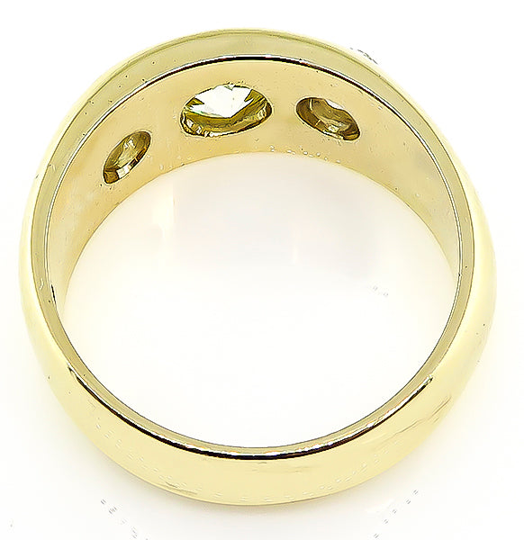 Vintage 1.22ct Light Fancy Yellow Diamond 0.80ct Diamond Gypsy Ring