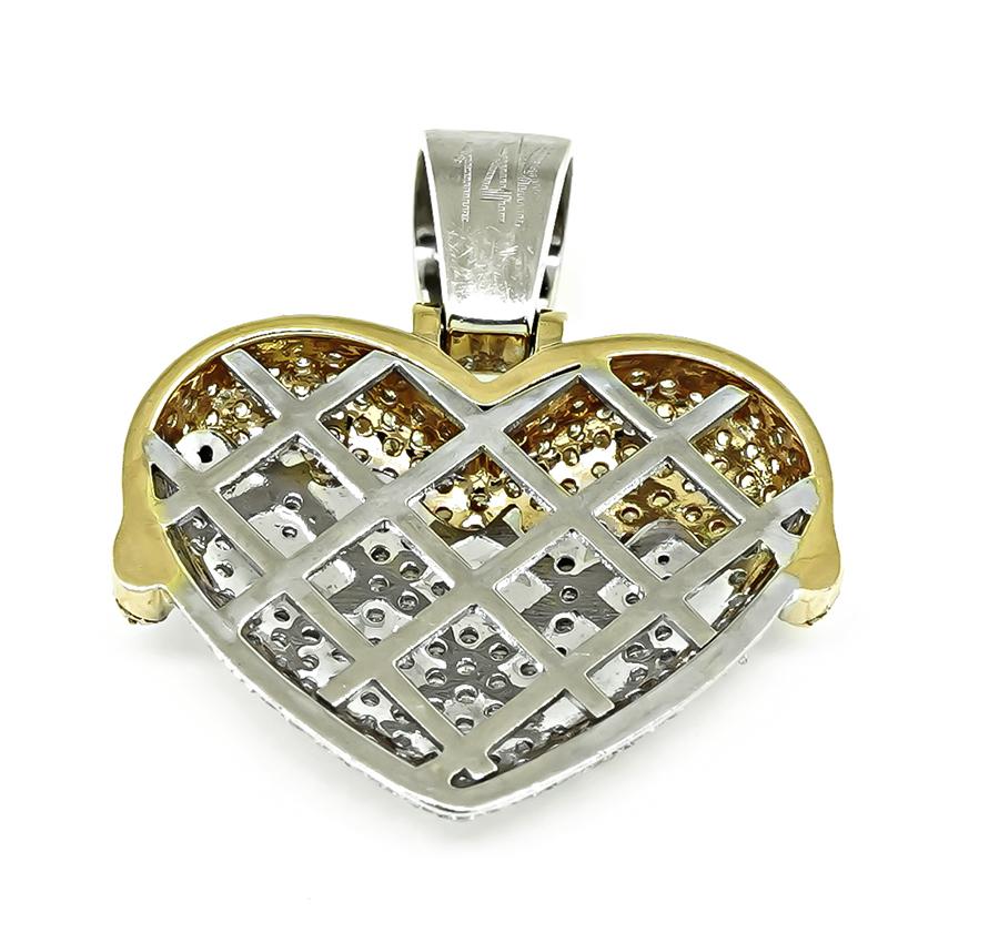 Estate 5.00ct Diamond Two Tone Gold Heart Pendant